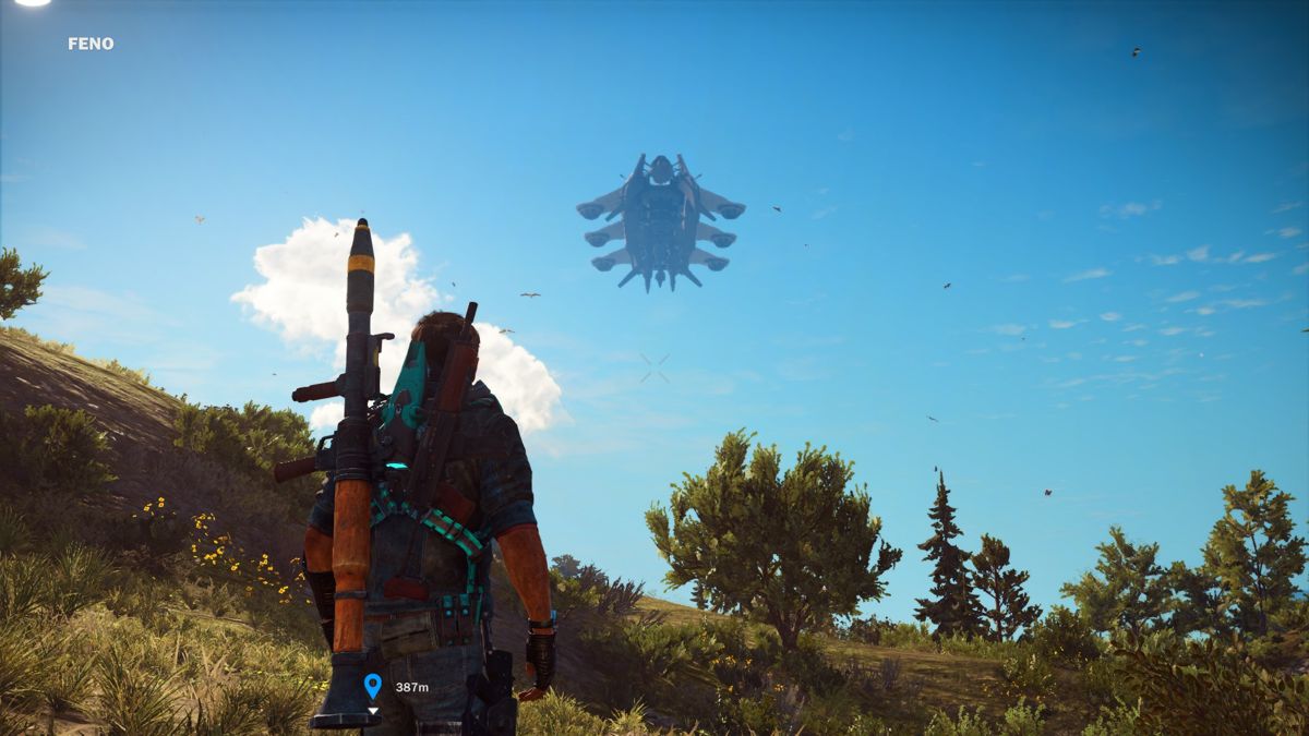 Just Cause 3: Sky Fortress Pack (Windows) screenshot: The air ship seen from the ground