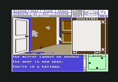 Deja Vu: A Nightmare Comes True!! (Commodore 64) screenshot: In the hallway.