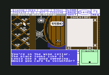 Deja Vu: A Nightmare Comes True!! (Commodore 64) screenshot: In the wine cellar.