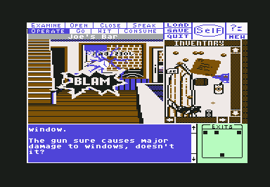 Deja Vu: A Nightmare Comes True!! (Commodore 64) screenshot: BLAM!