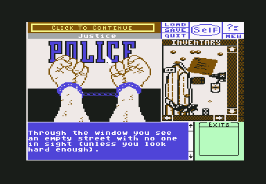 Deja Vu: A Nightmare Comes True!! (Commodore 64) screenshot: The police caught you.