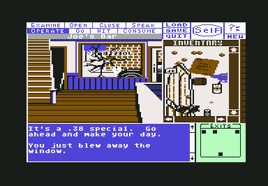 Deja Vu: A Nightmare Comes True!! (Commodore 64) screenshot: I shot the window.