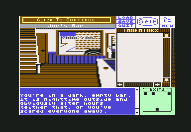 Deja Vu: A Nightmare Comes True!! (Commodore 64) screenshot: In the bar.