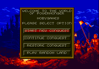 PowerMonger (Genesis) screenshot: Main menu