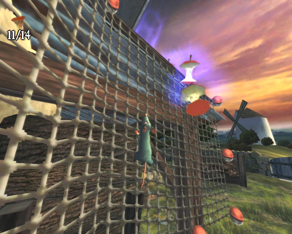 Disney•Pixar Ratatouille (Windows) screenshot: Climbing on the fishing net