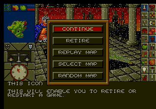 PowerMonger (Genesis) screenshot: In game menu