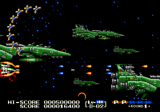 Eliminate Down (Genesis) screenshot: Enemies flying in formation