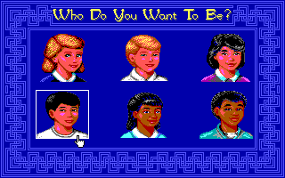 Mixed Up Fairy Tales (DOS) screenshot: Choose your kid. (EGA/Tandy)
