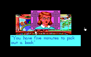 Mixed Up Fairy Tales (DOS) screenshot: The librarian. (EGA/Tandy)