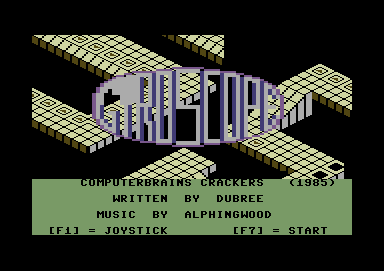 Gyroscope (Commodore 64) screenshot: Title screen and main menu