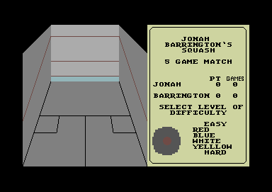 Jonah Barrington's Squash (Commodore 64) screenshot: Select difficulty.