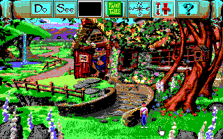 Mixed Up Fairy Tales (DOS) screenshot: Welcome to fairy tale land. (EGA/Tandy)