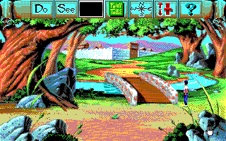 Mixed Up Fairy Tales (DOS) screenshot: Bridge. (EGA/Tandy)