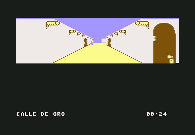 Escape (Commodore 64) screenshot: Outside in town.