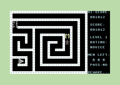 Escape MCP (Commodore 64) screenshot: He got me!