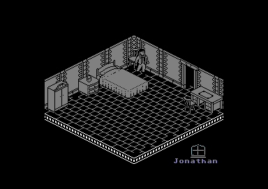 Nosferatu the Vampyre (Commodore 64) screenshot: Starting in Dracula's castle in the bedroom.
