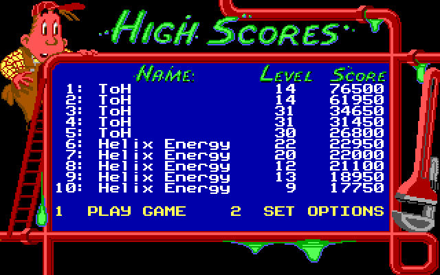 Pipe Dream (Apple IIgs) screenshot: High scores
