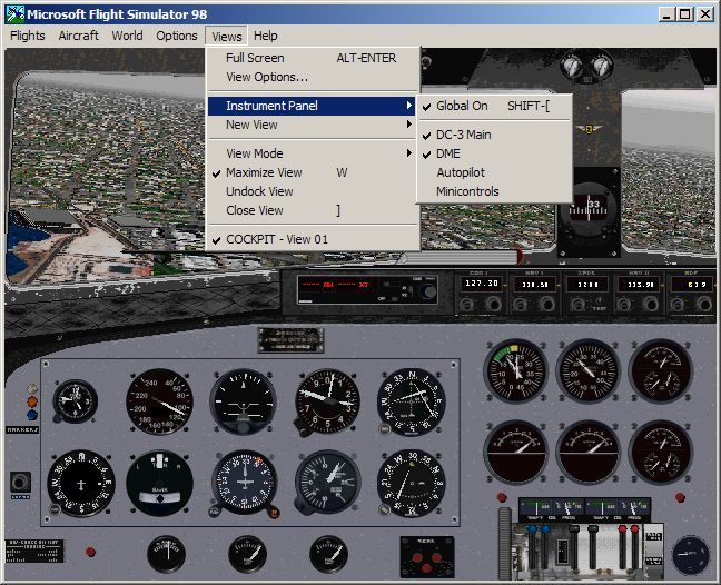 VIP Classic Airliners (Windows) screenshot: The Douglas C-47B cockpit