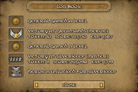 Defender Chronicles: Legend of The Desert King (iPhone) screenshot: ...and victories