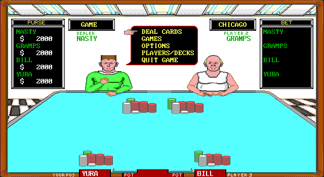 Ruckus Poker (DOS) screenshot: The in-game's menu