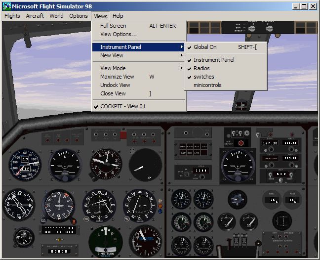 VIP Classic Airliners (Windows) screenshot: The Caravelle III's cockpit