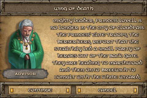 Defender Chronicles: Legend of The Desert King (iPhone) screenshot: the story is told before each battle
