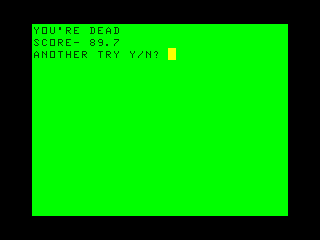 Voyager I: Sabotage of the Robot Ship (TRS-80 CoCo) screenshot: If you are killed by one of the on board robots you can respawn but in a random location