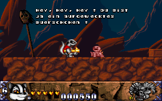 Tailchaser (DOS) screenshot: We meet a little monster that brags about its daddy