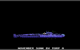 Red Storm Rising (Commodore 64) screenshot: Sunk a Russian sub!