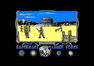 The Way of the Tiger (Amstrad CPC) screenshot: My first kendo opponent.