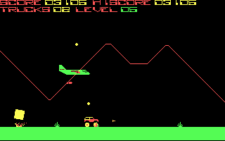 Offroad (DOS) screenshot: Level 5, a carpet bombing plane