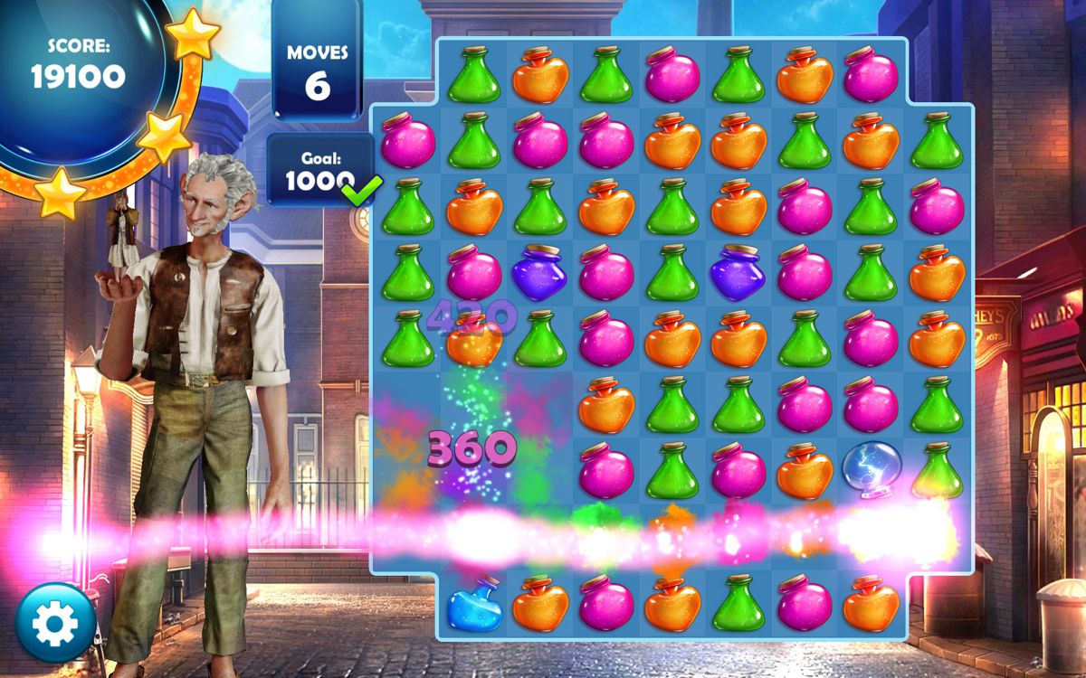 The BFG Game (Android) screenshot: A booster match clears a horizontal line.