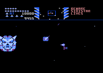 Sinistar (Atari 8-bit) screenshot: Your enemy, Sinistar.