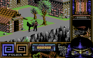 Last Ninja 3 (Commodore 64) screenshot: Starting out, you're immediately under attack
