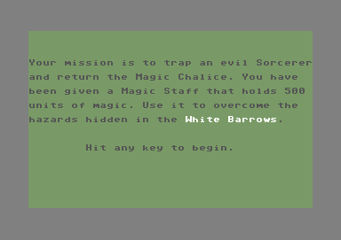 The White Barrows (Commodore 64) screenshot: Game intro