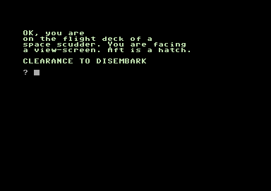 The Unorthodox Engineers: The Pen and the Dark (Commodore 64) screenshot: You are cleared to disembark.