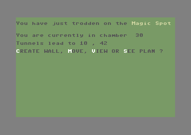 The White Barrows (Commodore 64) screenshot: Moving to chamber 30, I trod on a magic spot.