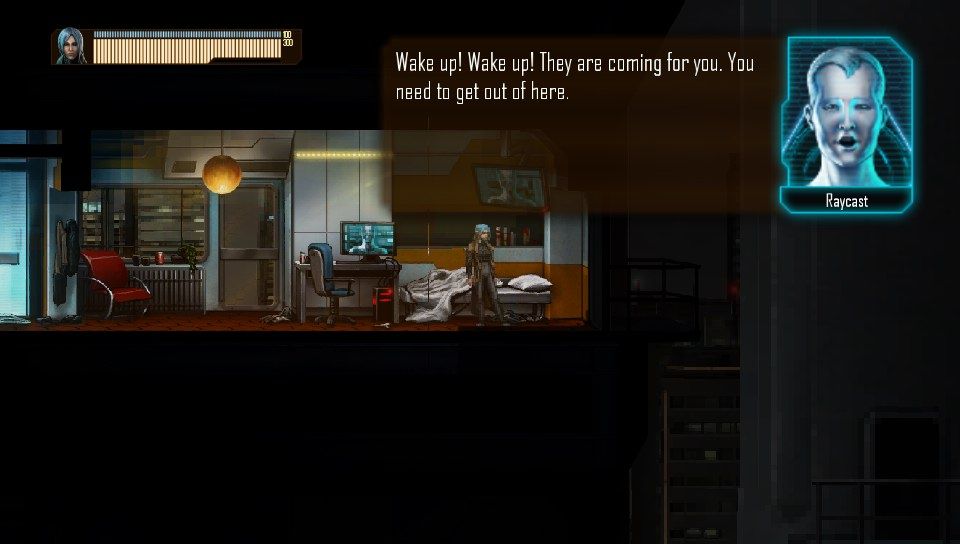 Dex (PS Vita) screenshot: The game starts in your apartment