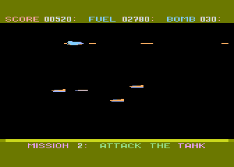 Star Blazer (Atari 8-bit) screenshot: Beware of incoming missiles.