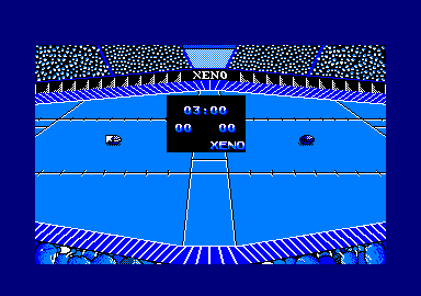 Xeno (Amstrad CPC) screenshot: 3:00 minutes for the quarter and no score.