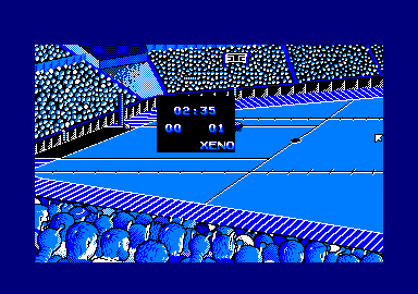 Xeno (Amstrad CPC) screenshot: Score is now 00 to 01.