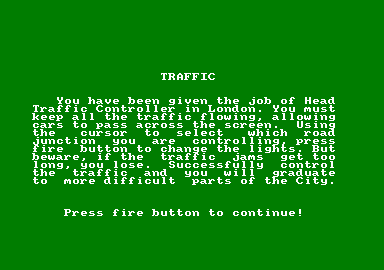 Traffic (Amstrad CPC) screenshot: The introduction.