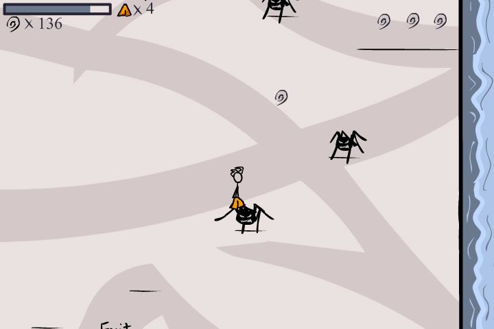 The Fancy Pants Adventure: World 1 (Browser) screenshot: Use the spiders to reach a higher platform.