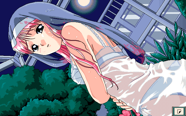 Can Can Bunny Extra (PC-98) screenshot: You are about to seduce a Catholic nun... This is a crazy gaming moment. My Catholic girlfriend says: "it's their business"... :)