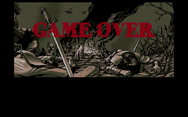 Dragon Knight 4 (PC-98) screenshot: Game Over...