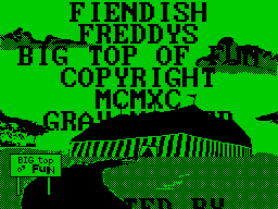 Fiendish Freddy's Big Top O' Fun (ZX Spectrum) screenshot: Title Screen