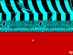 Fiendish Freddy's Big Top O' Fun (ZX Spectrum) screenshot: The trapeze act requires perfect timing.