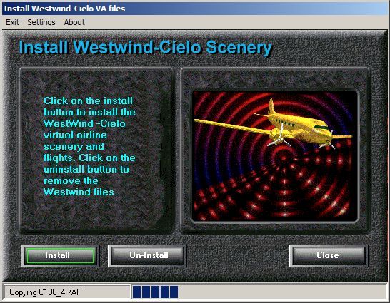 VIP Classic Wings 98: Volume One (Windows) screenshot: The Westwind scenery and flights are installed separately