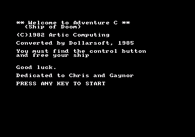 Adventure C (Amstrad CPC) screenshot: Introduction