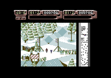 Professional Ski Simulator (Commodore 64) screenshot: At the starting line.